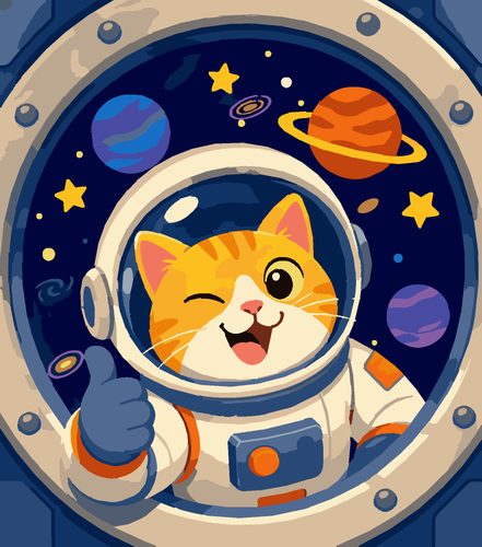 Раскраска по номерам «Кот-космонавт (декоративная)»