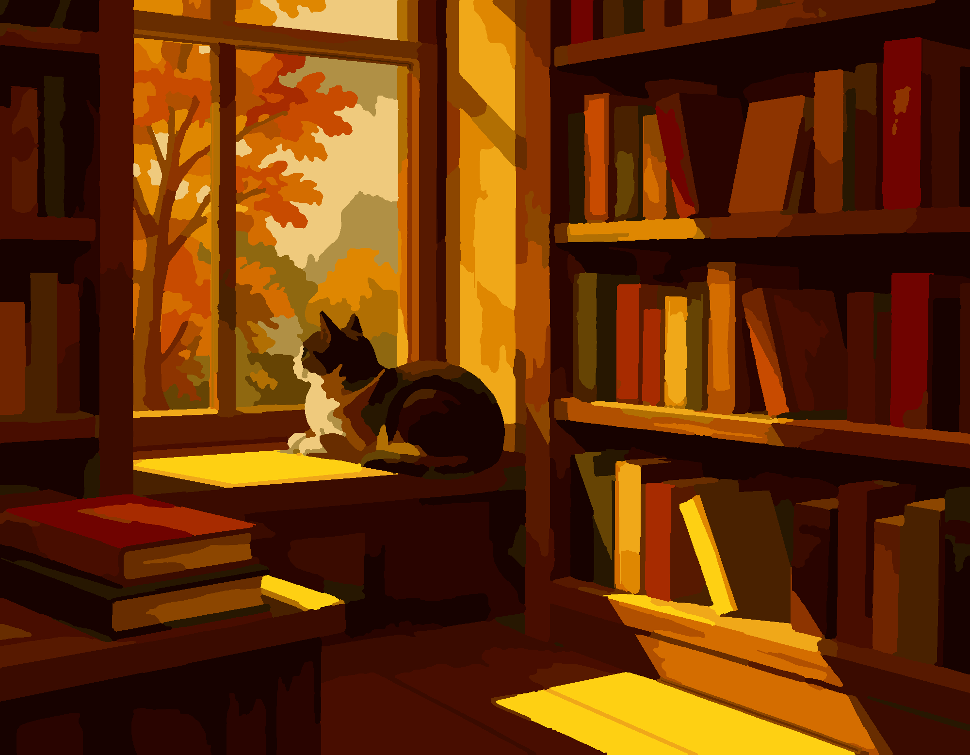 Раскраска по номерам «Осенний книжный» — Cozy